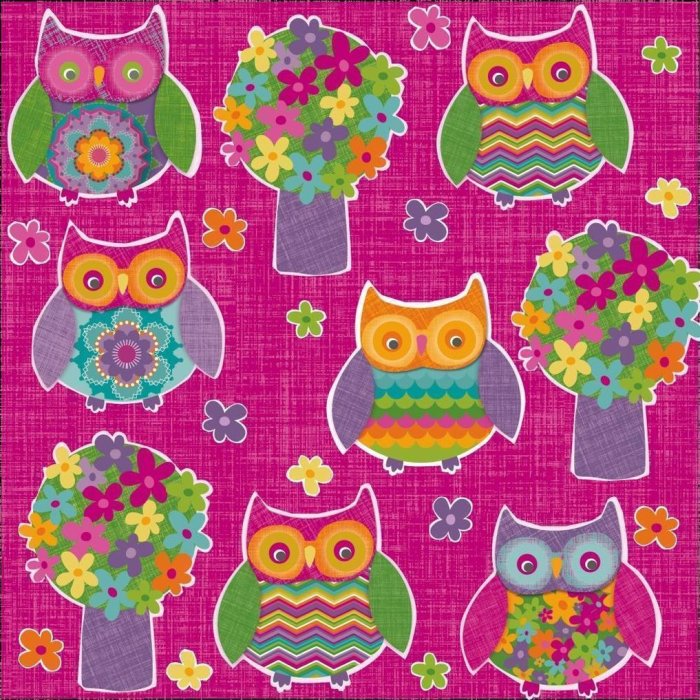 Tovaglioli di carta gufi-piccoli-rosa