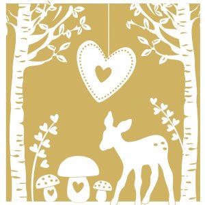 Tovaglioli di carta Bambi-funghi-oro