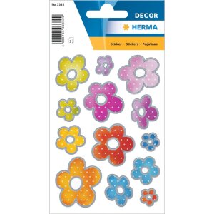 etichette decorative herma fiori argento goffratura 2 fogli.