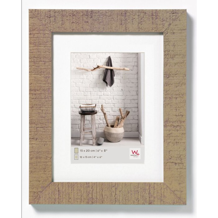 Walther Cornice in legno HOME beige marrone 15x20 cm con Passepaorut 10x15 cm