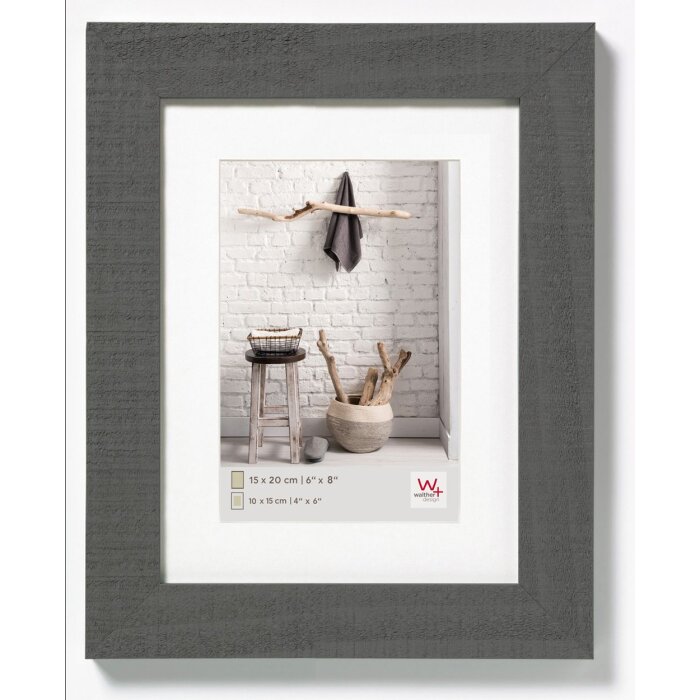 Cornice di legno casa in grigio 15x20 cm