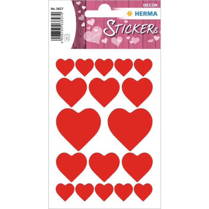 herma adesivi decorativi etichette decorazione cuori rosso 3 fogli