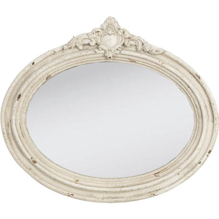 Specchio 61x5x53 cm ovale bianco antico