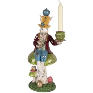 Portacandele con coniglio Clayre & Eef Bunt 20x16x41 cm