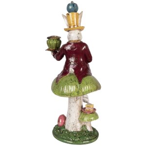 Portacandele con coniglio Clayre & Eef Bunt 20x16x41 cm