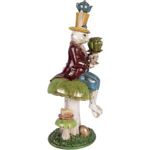 Portacandele con coniglio Clayre & Eef Bunt 20x16x41 cm