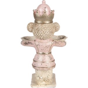 Orso decorativo con ciotola Clayre & Eef Beige Rosa 14x13x24 cm