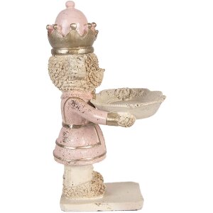 Orso decorativo con ciotola Clayre & Eef Beige Rosa 14x13x24 cm