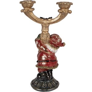 Portacandele di Natale con Babbo Natale Clayre & Eef 17x10x28 cm