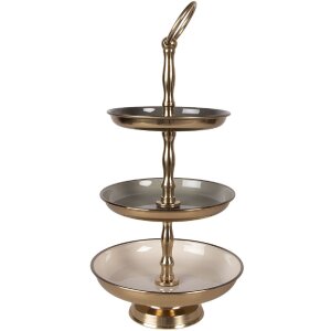 Mensola Clayre & Eef Ø 18x35 cm Beige-Gold 3 Livelli Ferro