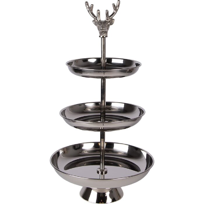 Etagere Clayre & Eef 6AL0079 argento Ø 26 cm altezza 48 cm 3 ripiani