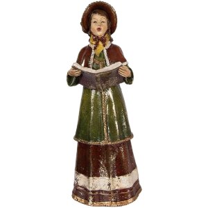 Decorazione da parete di coro natalizio Clayre & Eef 6PR6055 Rosso/Green 13x13x34/11x12x31/13x8x21/8x8x20 cm