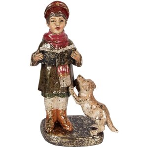 Decorazione da parete di coro natalizio Clayre & Eef 6PR6055 Rosso/Green 13x13x34/11x12x31/13x8x21/8x8x20 cm