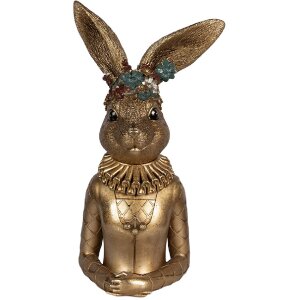 Statua decorativa di coniglio Clayre & Eef Oro con...