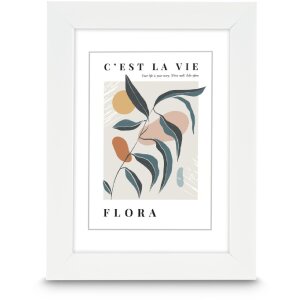 Cornice in plastica Hama Flora 10x15 fino a 30x40 cm con vetro riflettente e sistema di appendaggio