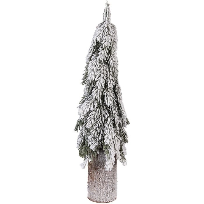 Albero di Natale artificiale Clayre & Eef Ø18x57 cm con effetto neve e fusto in legno