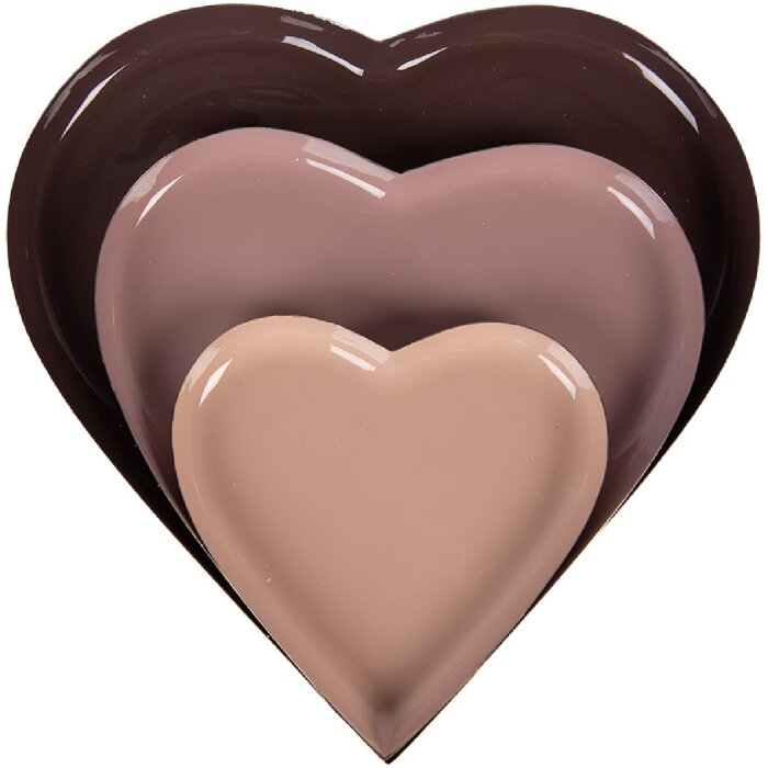 Set di tre scialli decorativi Clayre & Eef Rosa Ø 24/19/13 cm