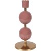 Portacandele in ferro e ceramica Clayre & Eef Ø 9 cm x 19 cm Rosa-Gold