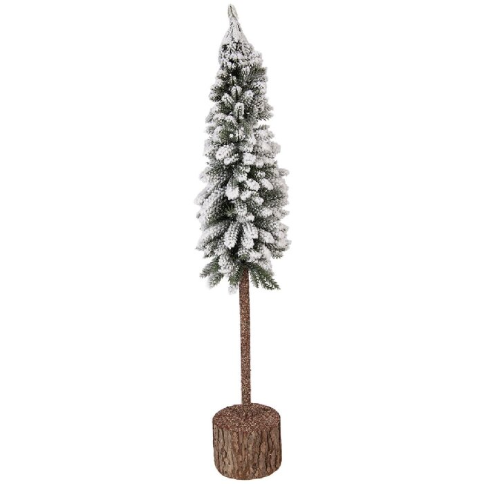 Albero di Natale Artificiale Clayre & Eef 50840 con Neve Ø 10x60 cm Base in Legno