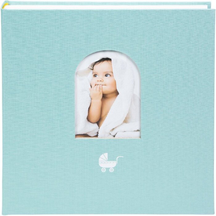 Album per bambini Goldbuch Cozy Nest Aqua 30x31 cm tessuto 58 pagine con apertura a finestra e introduzione illustrata