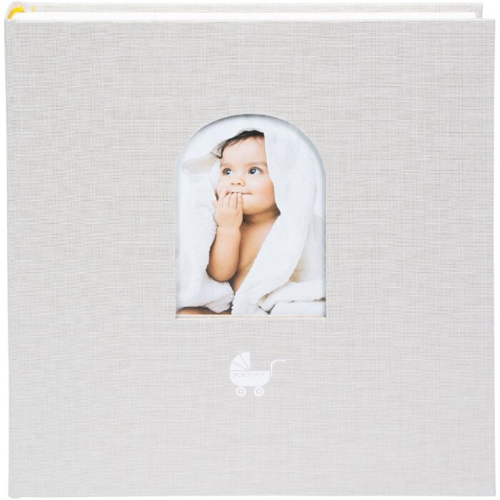 Album per neonato Goldbuch Cozy Nest Sandgrau 30x31 cm con rivestimento in lino