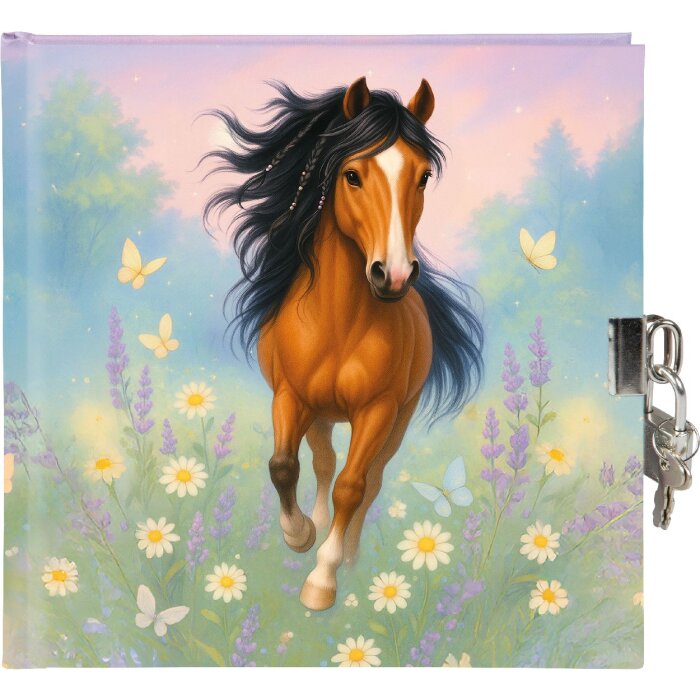 Taccuino Goldbuch Wiesenglück 16,5 x 16,5 cm bianco con serratura di sicurezza