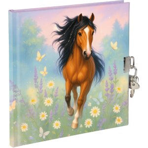 Taccuino Goldbuch Wiesenglück 16,5 x 16,5 cm bianco con serratura di sicurezza