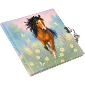 Taccuino Goldbuch Wiesenglück 16,5 x 16,5 cm bianco con serratura di sicurezza