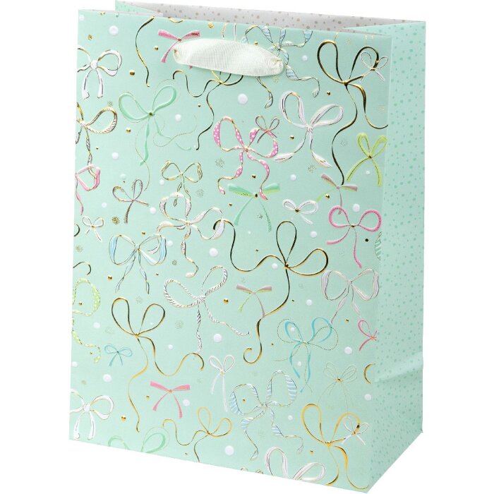Tasca regalo Goldbuch Ribboné menta 30x21 cm con stampa a rilievo dorato
