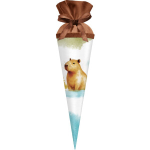 Tasca per regalo Capybara 35x11 cm in cartone lucido con chiusura in pile