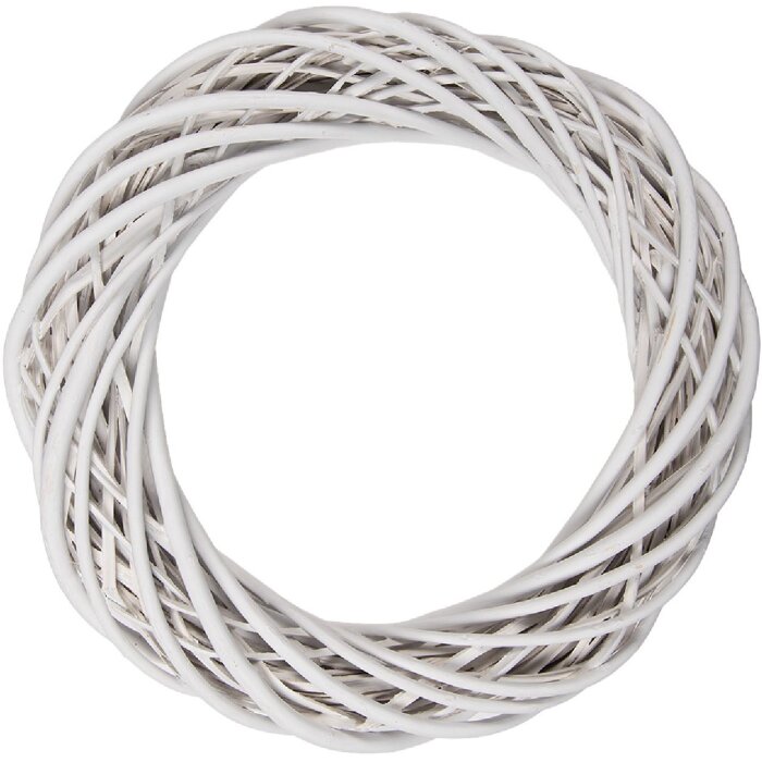 Corona decorativa in rattan Clayre & Eef Ø 40x7 cm Bianco per porta parete tavolo