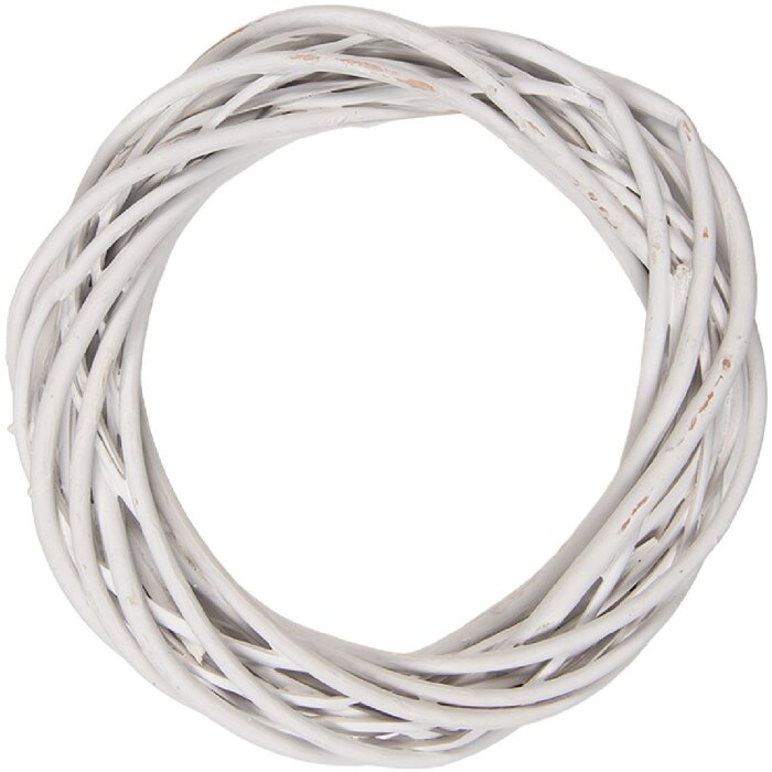 Cornice decorativa in rattan Clayre & Eef Bianco Ø 20x4 cm