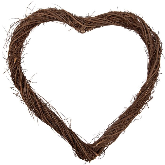 Corona a forma di cuore in rattan Clayre & Eef Marrone 50x50x5 cm Decorazione natalizia