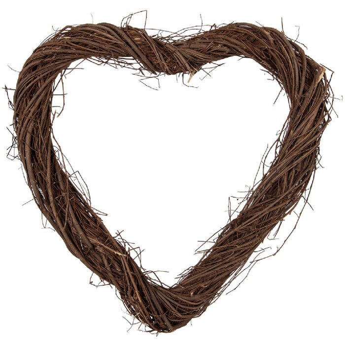 Decorazione a forma di cuore in rattan Clayre & Eef 40x40x4 cm Marrone