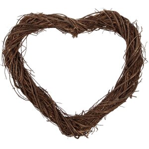 Corona a cuore in rattan marrone Clayre & Eef 30x30x3 cm