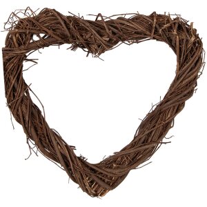 Decorazione Corona Cuore in Rattan Marrone 20x20x3 cm