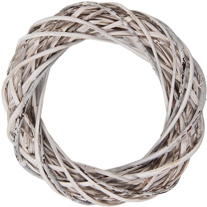 Decorazione corona in rattan naturale Clayre & Eef 6RO0610SW Bianco Ø 20 cm
