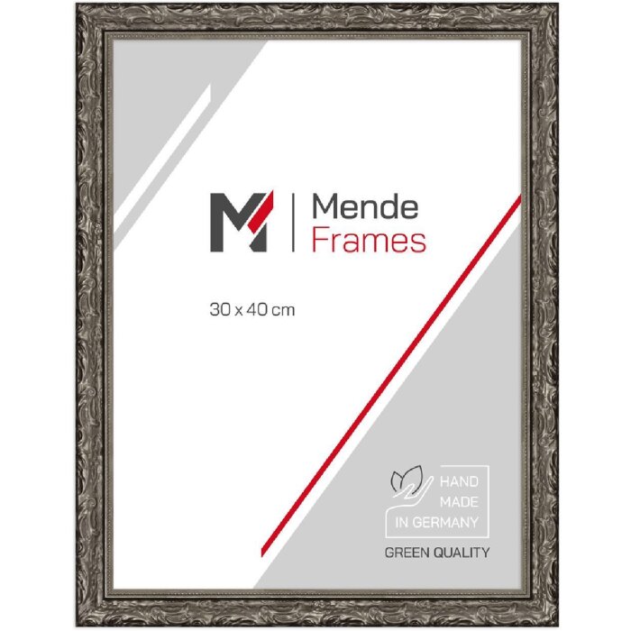 Cornice barocca in legno MendeFrames H530 argento 30x45 cm vetro museale