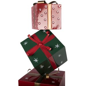 Decorazione natalizia in metallo Clayre & Eef con pila di regali 36x36x90 cm