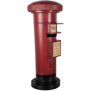 Cassetta postale Clayre & Eef 5Y1408 Ø 36x86 cm rosso-nero