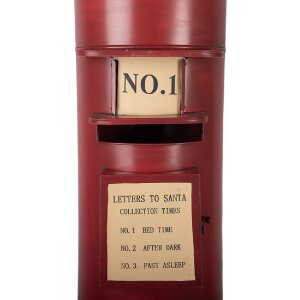 Cassetta postale Clayre & Eef 5Y1408 Ø 36x86 cm rosso-nero