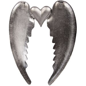 Decorazione da parete ali di angelo con cuore Clayre & Eef 6AL0074 argento 38x3x46 cm