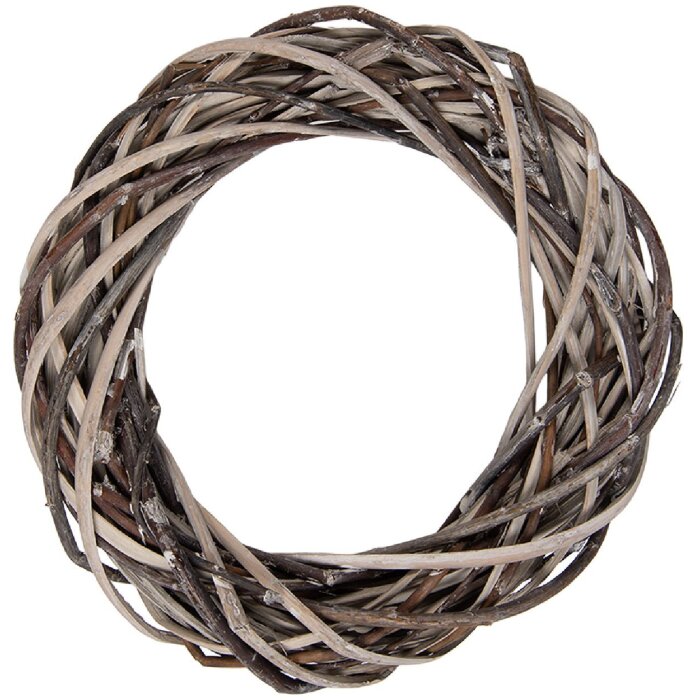 Corona decorativa in rattan naturale Clayre & Eef Ø 10 x 2 cm Marrone e Beige