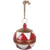 Palla di Natale Clayre & Eef Ø 31x36 cm Metallo Rosso Bianco con Dettagli Dorati