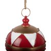Palla di Natale Clayre & Eef Ø 31x36 cm Metallo Rosso Bianco con Dettagli Dorati