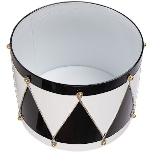 Set di 2 decorazioni a tamburo Clayre & Eef Bianco Nero Ø37x26 / Ø32x17 cm