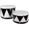 Set di 2 decorazioni a tamburo Clayre & Eef Bianco Nero Ø37x26 / Ø32x17 cm