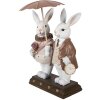 Figura decorativa con coniglietto e ombrello Clayre & Eef bianco-marrone 13x6x16 cm