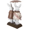Figura decorativa con coniglietto e ombrello Clayre & Eef bianco-marrone 13x6x16 cm