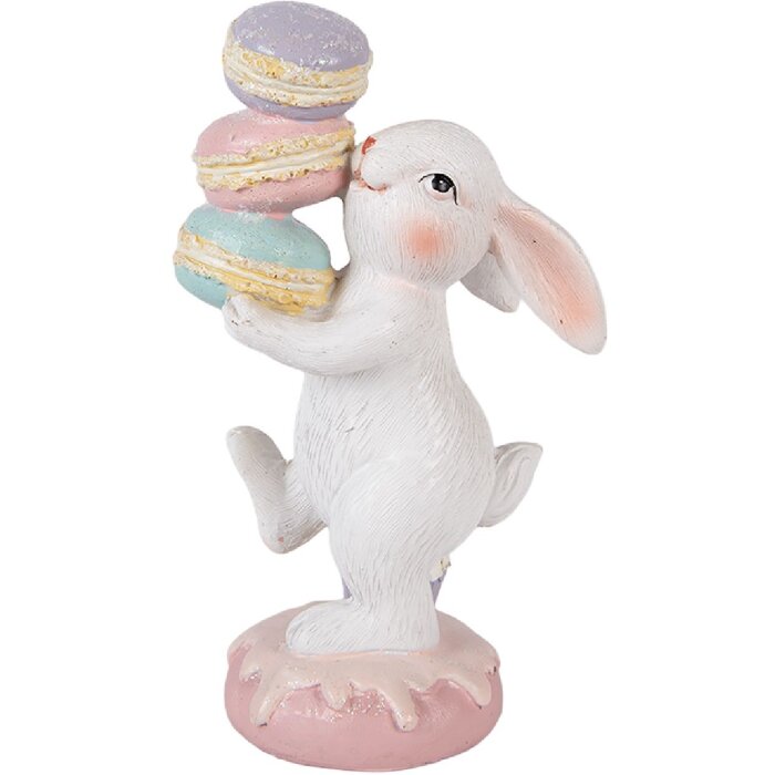 Decorazione coniglietto Clayre & Eef bianco/ rosa 8x6x14 cm
